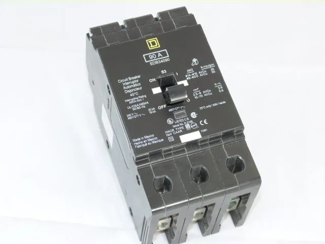 Автоматический выключатель Square D EDB34090 18kAIC @ 480V 90A 3-Pole Circuit Br