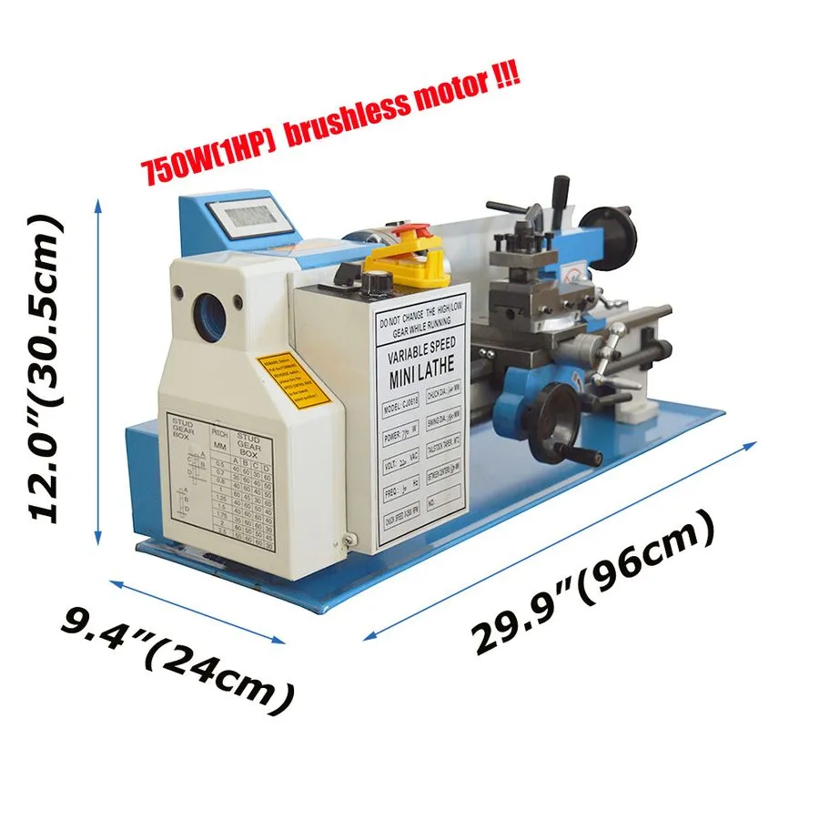 Оборудование ЧПУ CJ0618 Metric Metal Wood Lathe 7"*14" 750W DIY Woodworking Tool — фото лота 1