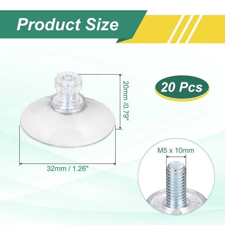 Вакуумная присоска Screw Suction Cup, 1.61" Suction Cups Clear PVC with M5x10mm 