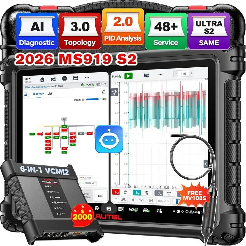 Диагностический сканер 2026 Autel MaxiSYS Ultra S2 6 in 1 VCMI2 Programming AI S — фото лота 1
