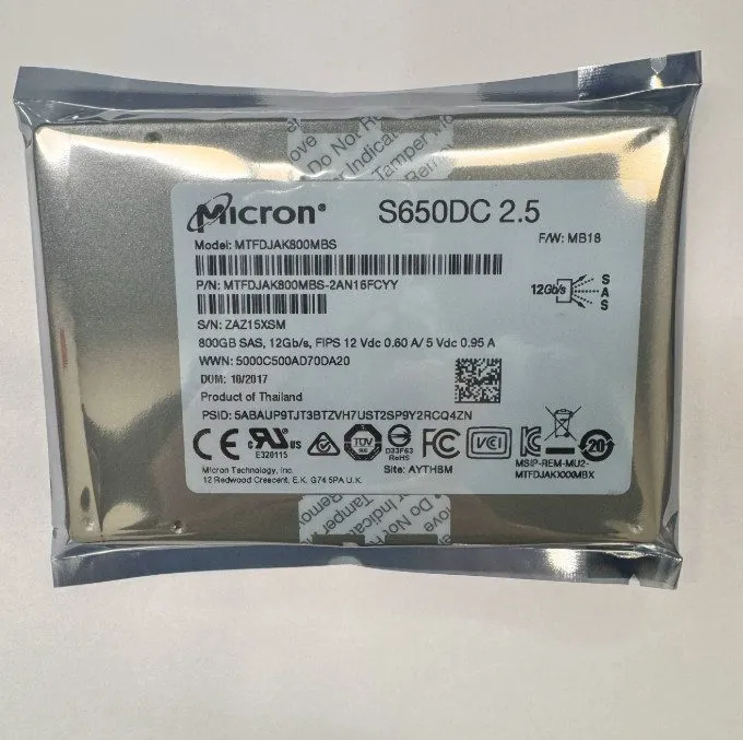 SSD-накопитель Micron S650DC 800GB (SAS) 12Gb/s MTFDJAK800MBS 2.5" SSD Low Hours