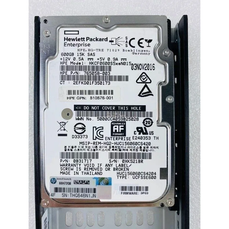 Жёсткий диск HPE K2P98B 810765-001 600GB 15K RPM 12Gb SAS 2.5" SFF 3PAR StoreSer