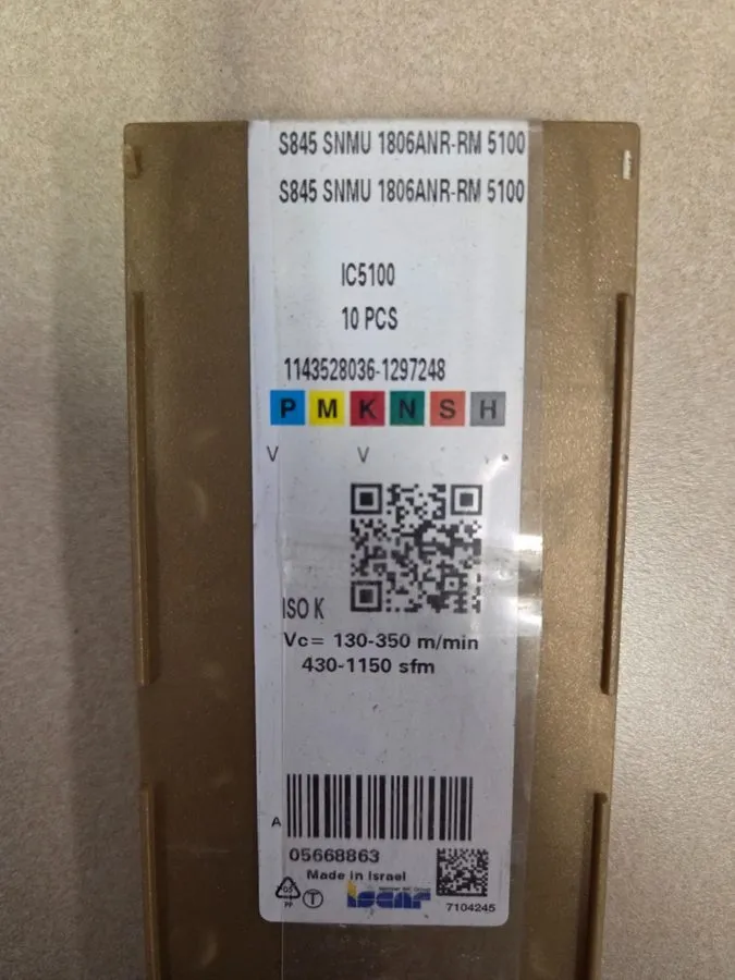 Режущий инструмент ISCAR CARBIDE INSERT S845 SNMU 1806ANR-RM GRADE 5100 — фото лота 2