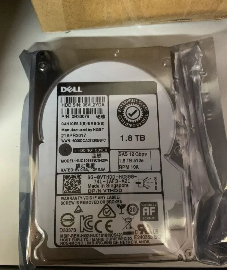 Жёсткий диск NewVTHDD DELL 1.8TB SAS 2.5" 12Gbps 10K RPM HDD HUC101818CS4204 0VT