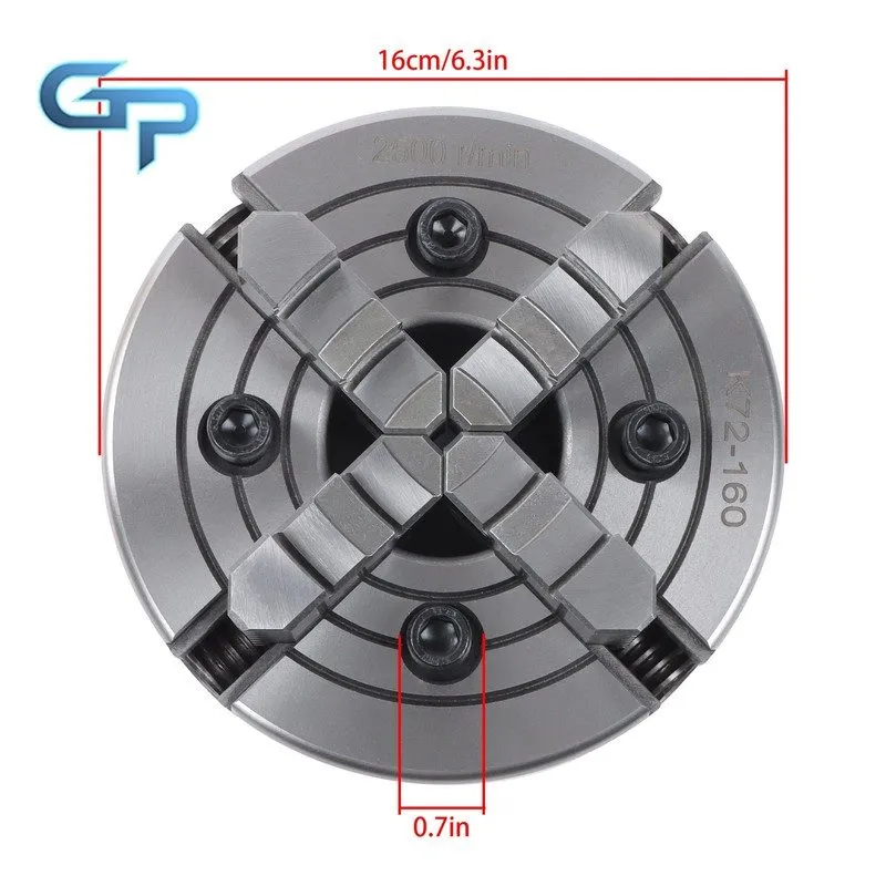 Режущий инструмент K72-160 4 Jaw Lathe Chuck 6.3 Inch Independent Reversible Jaw