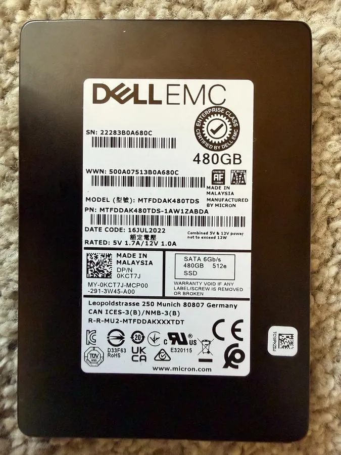 SSD-накопитель MTFDDAK480TDS Micron 5300 PRO Series 480GB SATA 6Gb/s 2.5in Inter