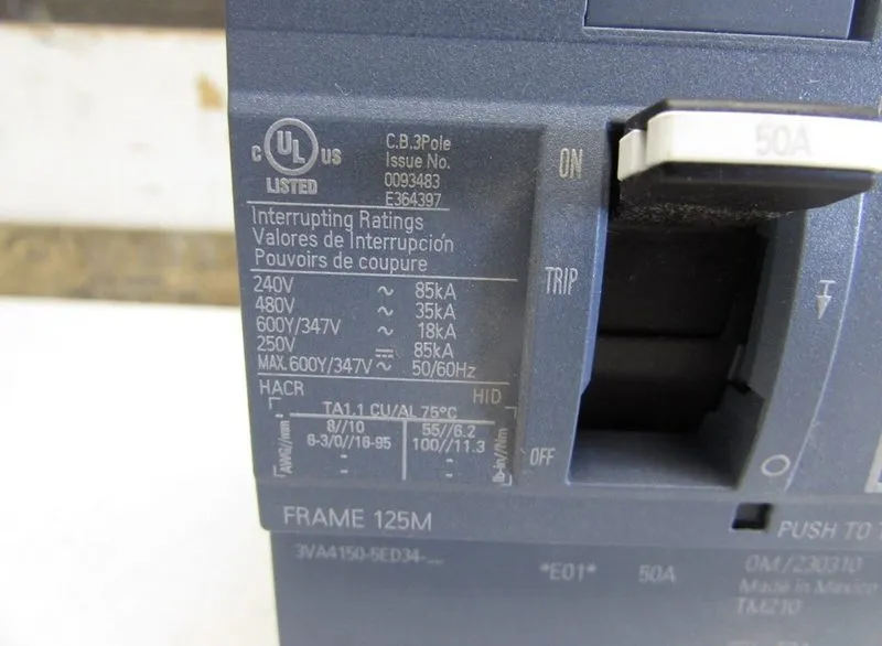 Автоматический выключатель Siemens 3va4150-5ed34-0aa0 50amp circuit breaker type — фото лота 2