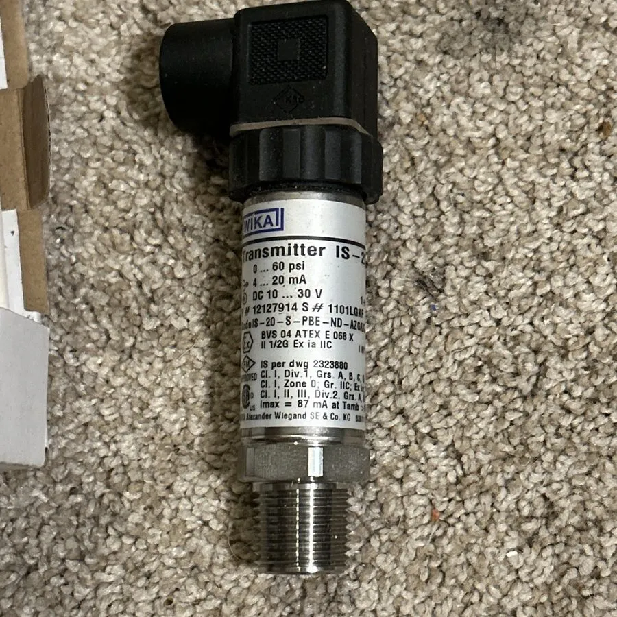 Датчик давления Wika IS-20-S 5000psi Pressure Transmitter 52744997 4-20mA 10-30V — фото лота 1