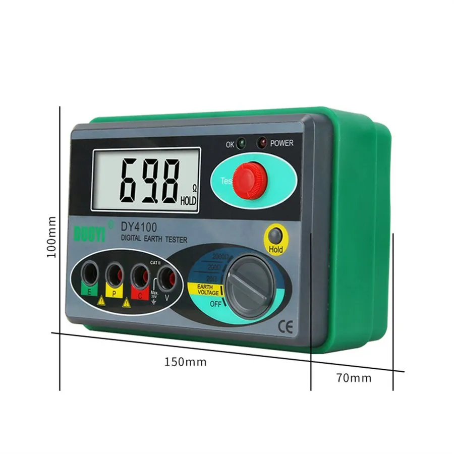 Тестер DY4100 Digital Earth Ground Resistance Meter Tester Megohmmeter 0-2000Ohm — фото лота 2
