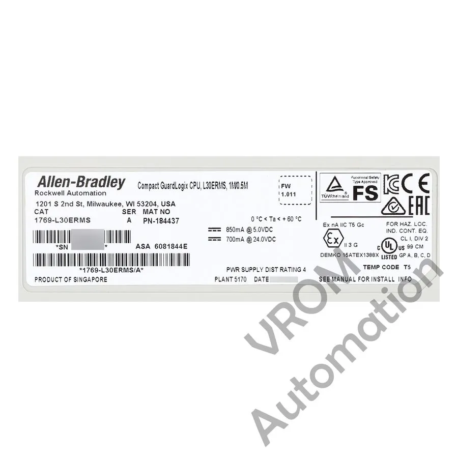 ПЛК Allen Bradley 1769-L30ERMS CompactLogix 5370 L3 Controllers 1M/0.5M