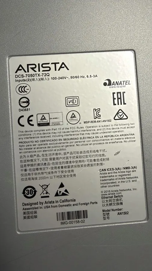Коммутатор Arista 7050TX 48 Port 10GbE RJ45 + 6 Port 40GbE QSFP+ Switch DCS-7050