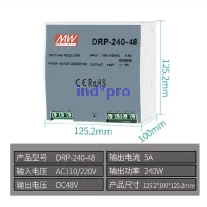 Блок питания Mean Well DIN Rail Power Supply DRP-240-48 Industrial 230W