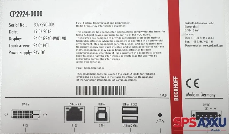 Промышленный компьютер Beckhoff CP2924-0000 Industrial Touch Panel PC HMI — фото лота 2