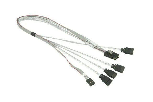 Кабель Supermicro CBL-0278L 34/44/54/64cm SFF-8087 to 4x SATA right angle + side — фото лота 1