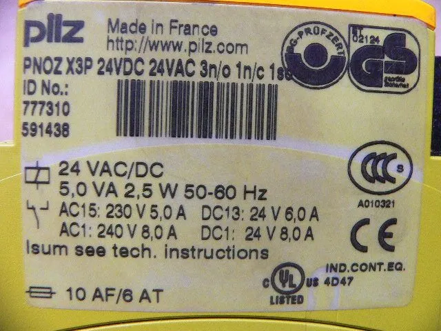 Реле безопасности PILZ PNOZ X3P 24VDC 3n/o 1n/c SAFETY RELAY