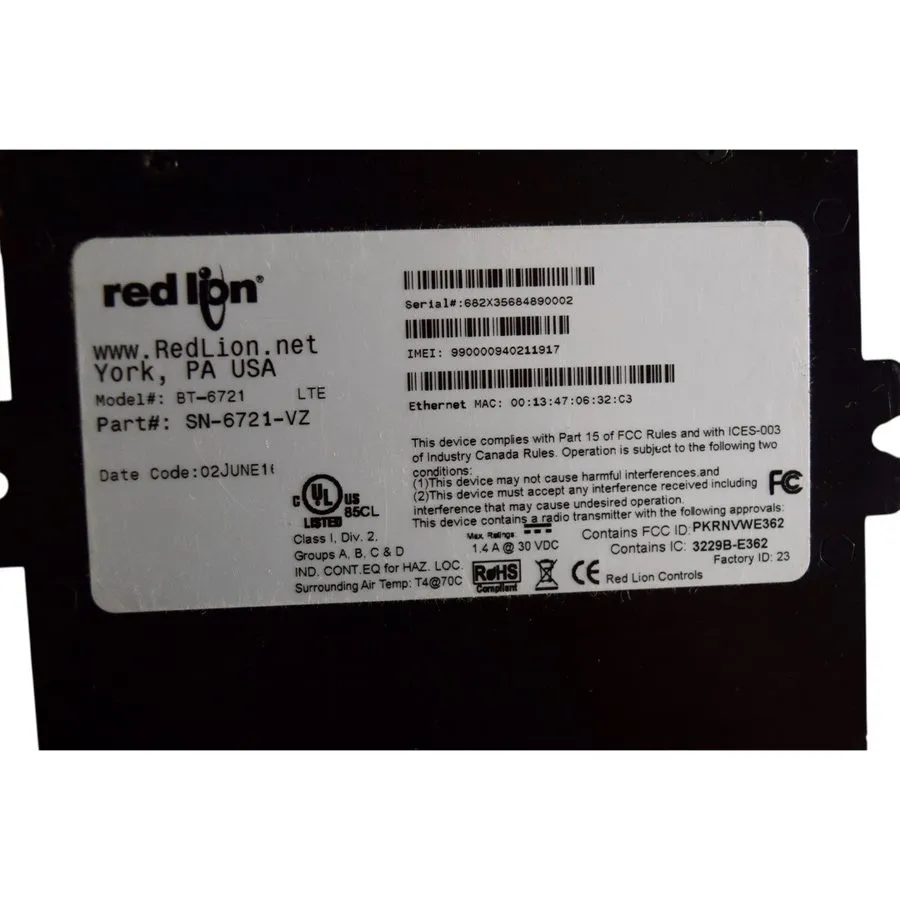 Маршрутизатор Red Lion Sixnet SN 6000 LTE Cellular Router Part SN-6721-VZ BT-672 — фото лота 4