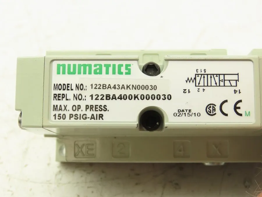 Электромагнитный клапан Numatics 122BA43AKN00030 Pneumatic Solenoid Valve 150psi