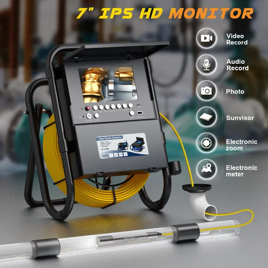 Камера для телеинспекции труб 7"Sewer Pipe Inspection Camera with DVR+Meter Coun