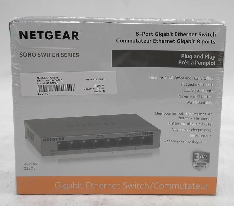 Коммутатор NETGEAR 8-port 10/100/1000mbps Gigabit Ethernet Switch GS308-100PAS
