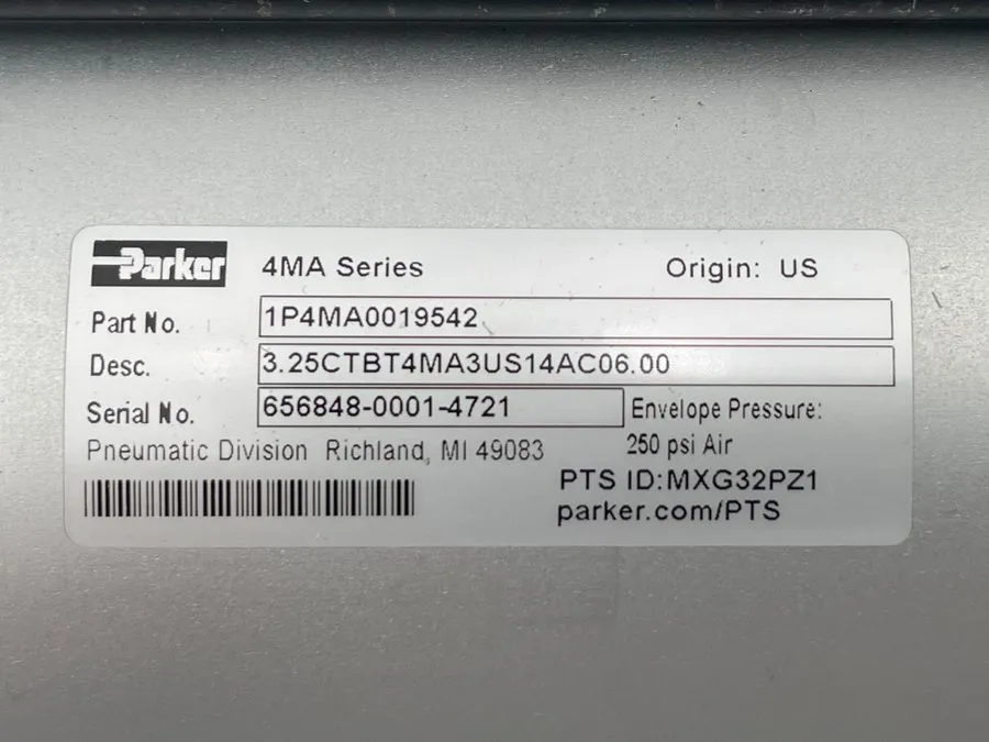 Пневмоцилиндр Parker Hannifin 1P4MA0019542 4MA Series Tie Rod NFPA Pneumatic Cyl — фото лота 1