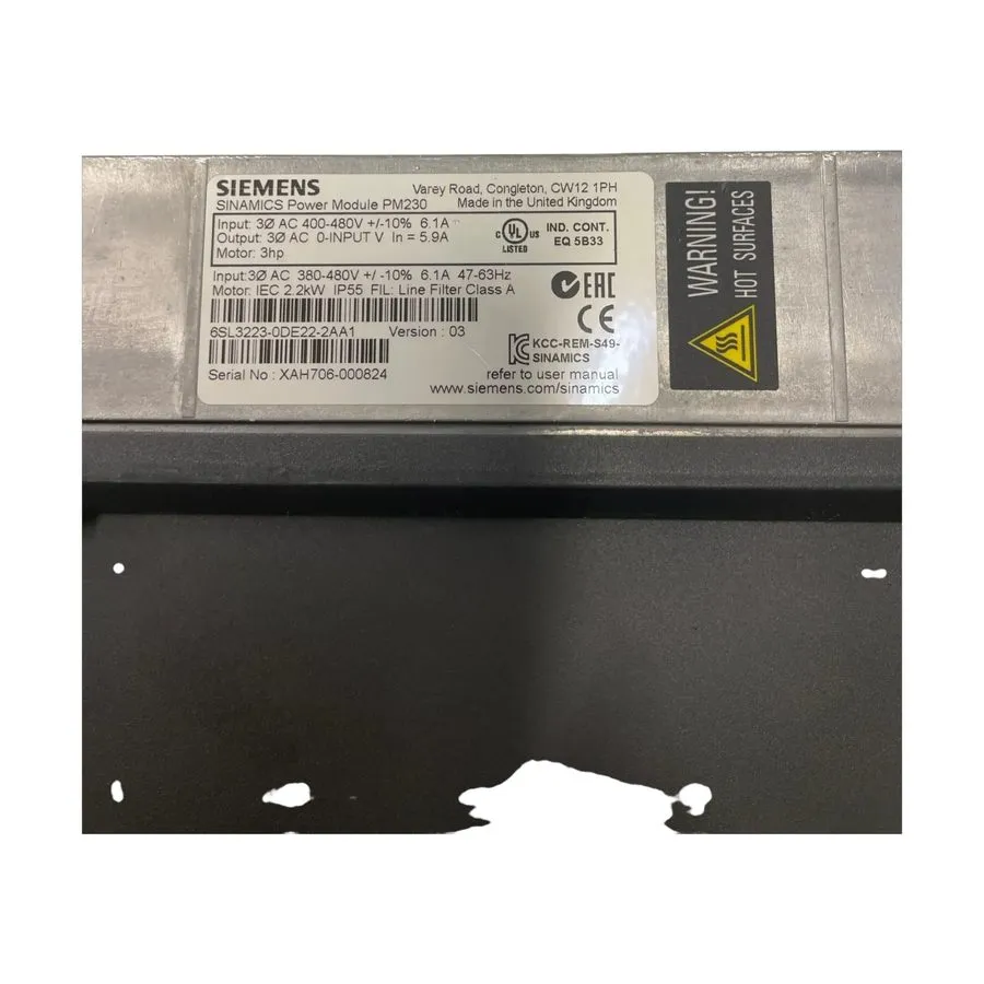 Частотный преобразователь Siemens 6SL3223-0DE22-2AA1 SINAMICS G120P Power Module