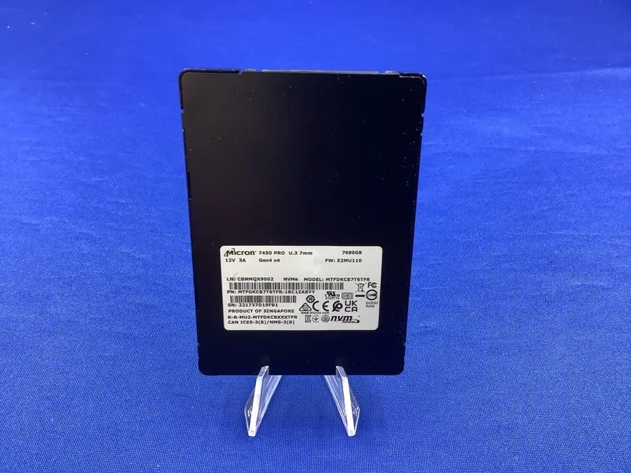 SSD-накопитель Micron 7450 PRO 7.68TB PCIE 4.0 NVME 7mm U.3 2.5in SSD MTFDKCB7T6