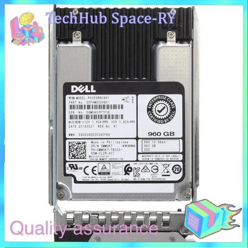 Сервер 0MWGK7 Dell PX05SRB096Y 960GB 2.5" SAS 12G PowerEdge R650 R750 Server SSD