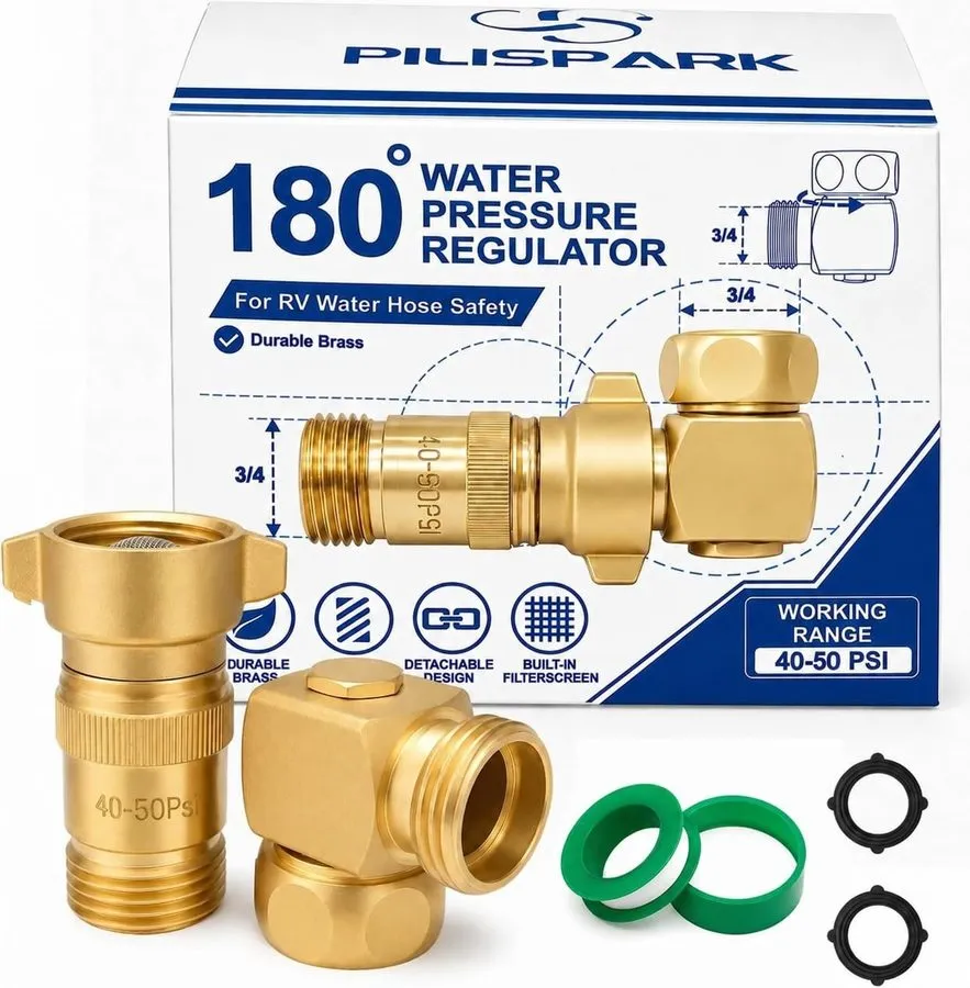 Вакуумная присоска 2-Piece Brass Water Pressure Regulator Set для RVs with 90-De
