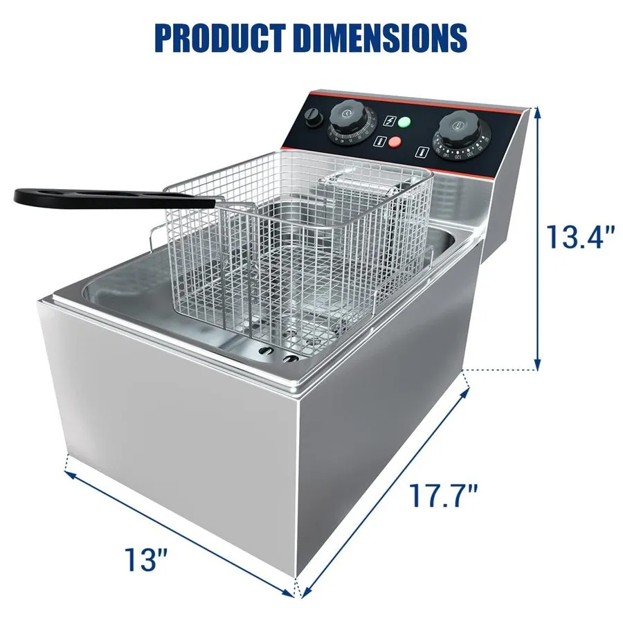 Фритюрница 11.5QT Commercial Deep Fryer Stainless Steel Countertop Electric Deep