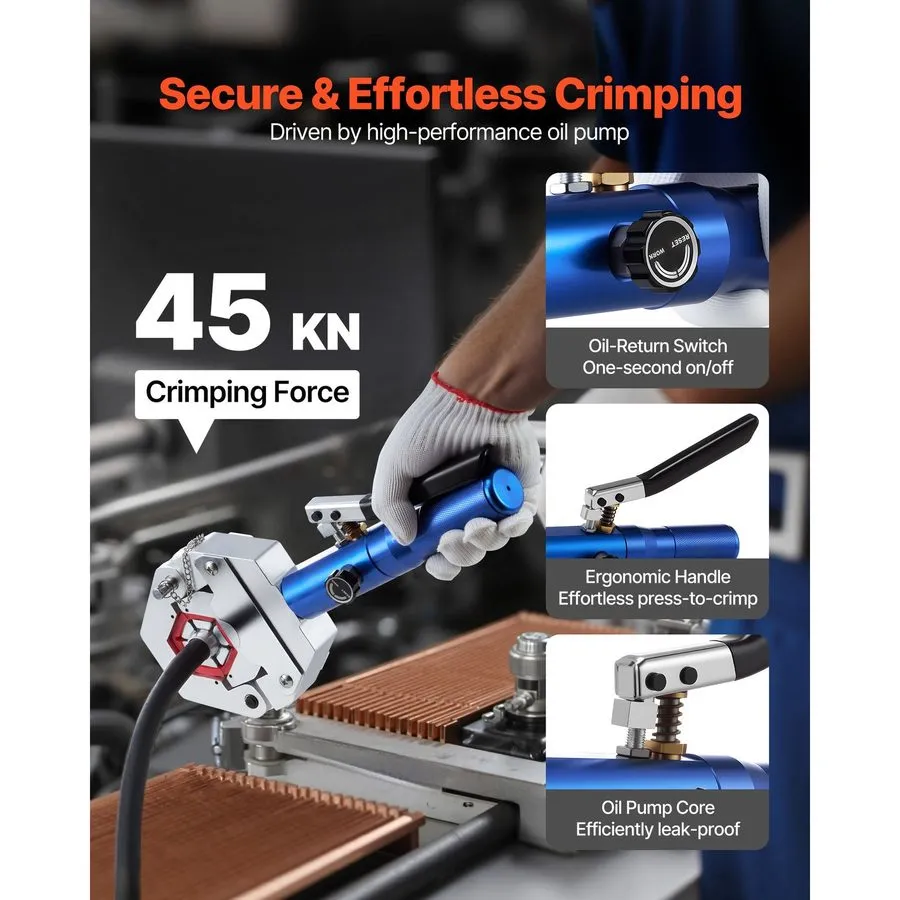 Трубопроводная арматура Manual Hydraulic Hose Crimper Kit 7 Dies LD-71500 A/C Re — фото лота 2