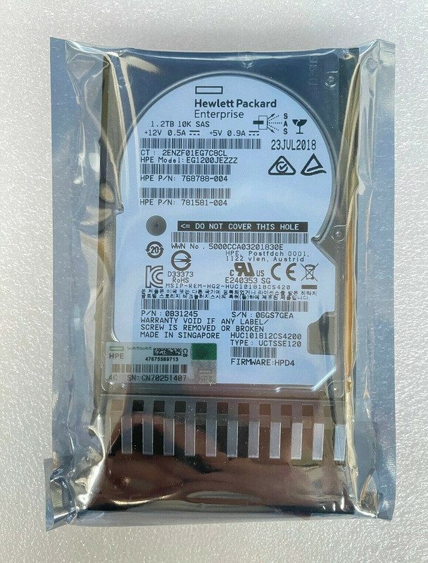 Жёсткий диск 787648-001 J9F48 HPE MSA 1.2TB 12G SAS 10K SFF 2.5inch HDD 787677-0