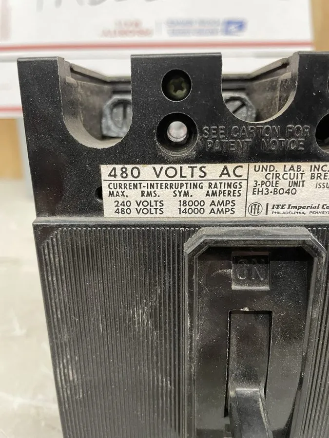 Автоматический выключатель ITE EH3-B040 40A 3-Pole 480V Circuit Breaker Imperial