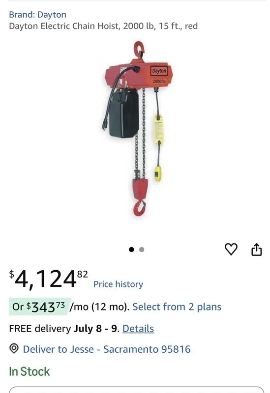 Таль Dayton 452R48C Chain Hoist 4000 Lb. Load 15Ft. Lift — фото лота 2