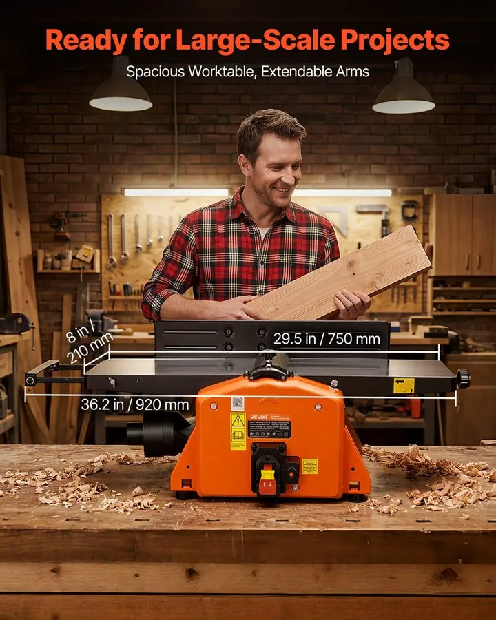 Оборудование ЧПУ 8” Benchtop Jointer 2HP Spiral Cutterhead 18-Blade 8500RPM Wood — фото лота 2