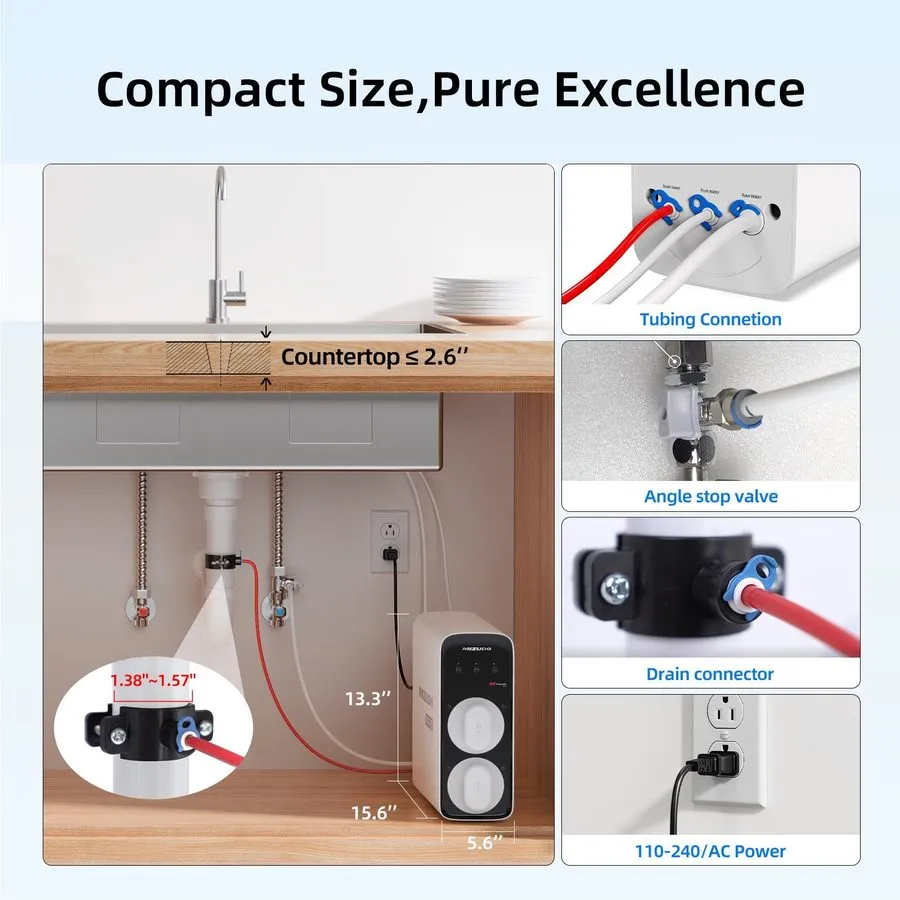 Насос Ecoviva UnderSink Reverse Osmosis RO 1000GPD Water Filter Filtration Syste