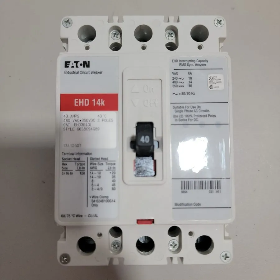 Автоматический выключатель EATON CUTLER HAMMER EHD3040L CIRCUIT BREAKER ED14K 40