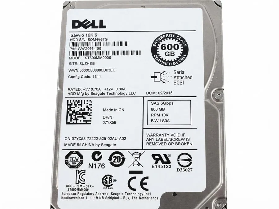 Сервер PowerEdge 600GB 6G 10K SAS 7YX58 07YX58 HDD Hard Drive 2.5" Lot 3x