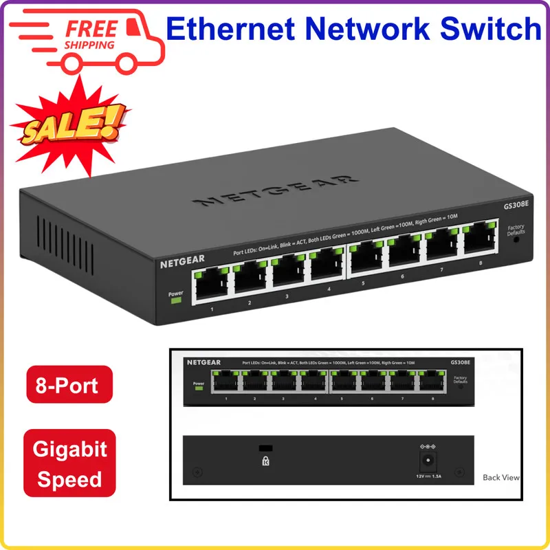 Коммутатор 8-Port Gigabit Ethernet Easy Smart Managed Essentials Switch (GS308E)
