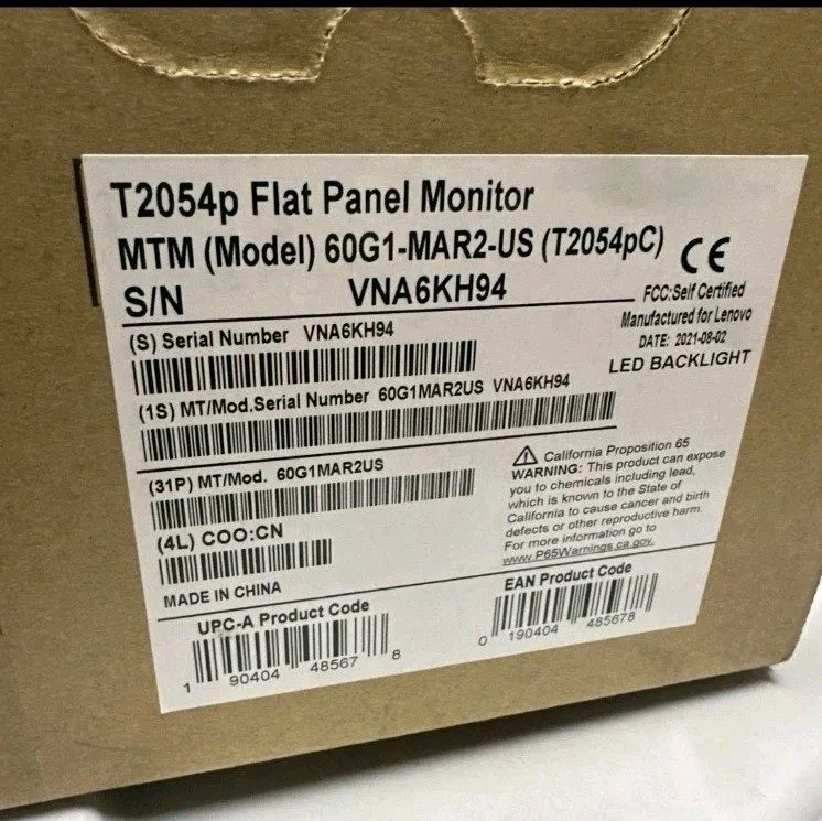 Монитор BOX Lenovo ThinkVision T2054p 20" LED Monitor Black 60G1MAR2US COMPLETE — фото лота 1