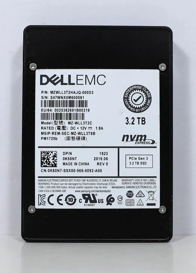 SSD-накопитель Samsung PM1725B 3.2TB DELL SSD 2.5" PCle Gen3 NVME MZ-WLL3T2C MZW — фото лота 1