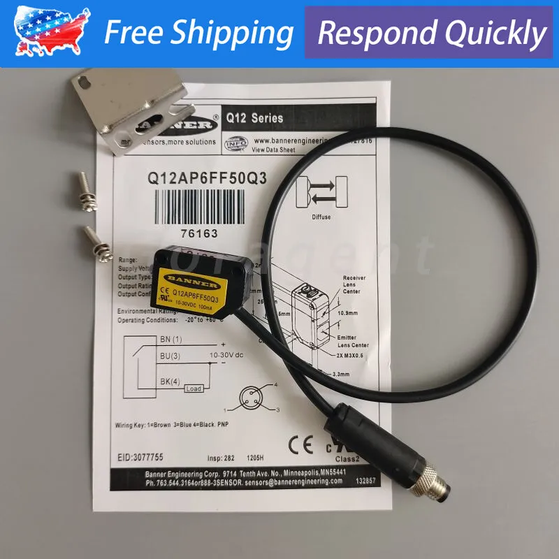 Фотоэлектрический датчик Banner Q12AP6FF50Q3 Photoelectric Sensor 76163 PNP M8 3