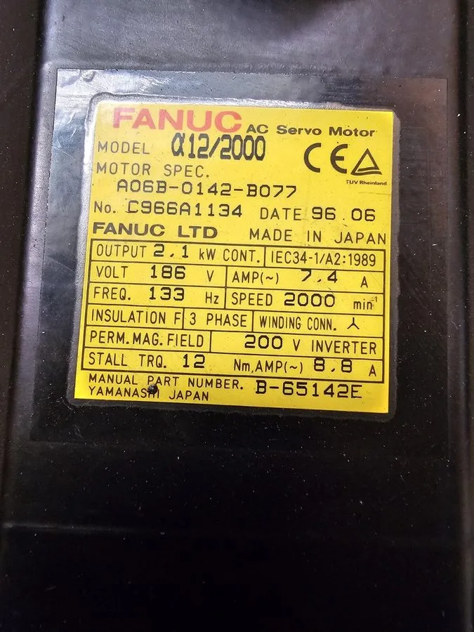 Серводвигатель Fanuc GE A06B-0142-B076#7000 a12/2000 AC Servo Motor 186 V 2.1 kW — фото лота 1