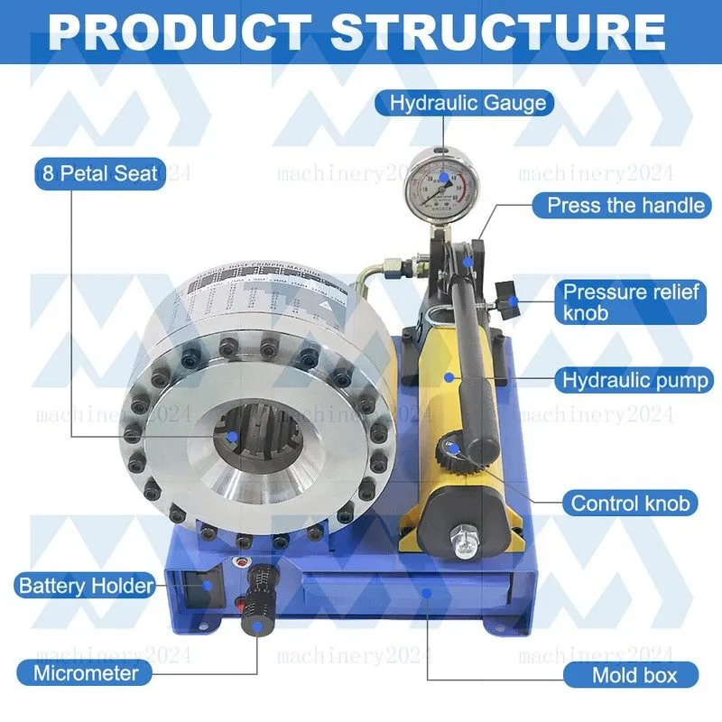 Трубопроводная арматура 5600KN Hydraulic Hose Crimper Pipe Clamping Machine w/ 8