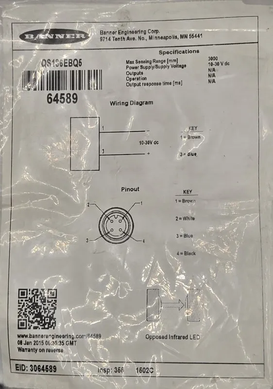 Фотоэлектрический датчик Banner Photoelectric Sensor QS186EBQ5 10-30VDC