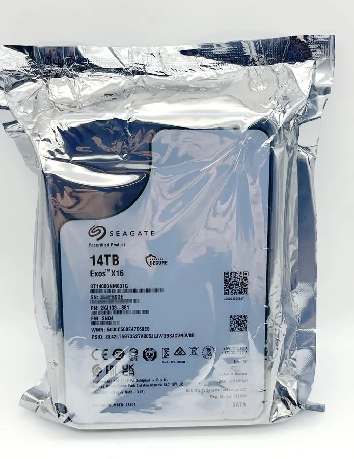 Жёсткий диск Seagate Exos X16 14TB ST14000NM001G SATA 3.5" 7200RPM Enterprise Ha