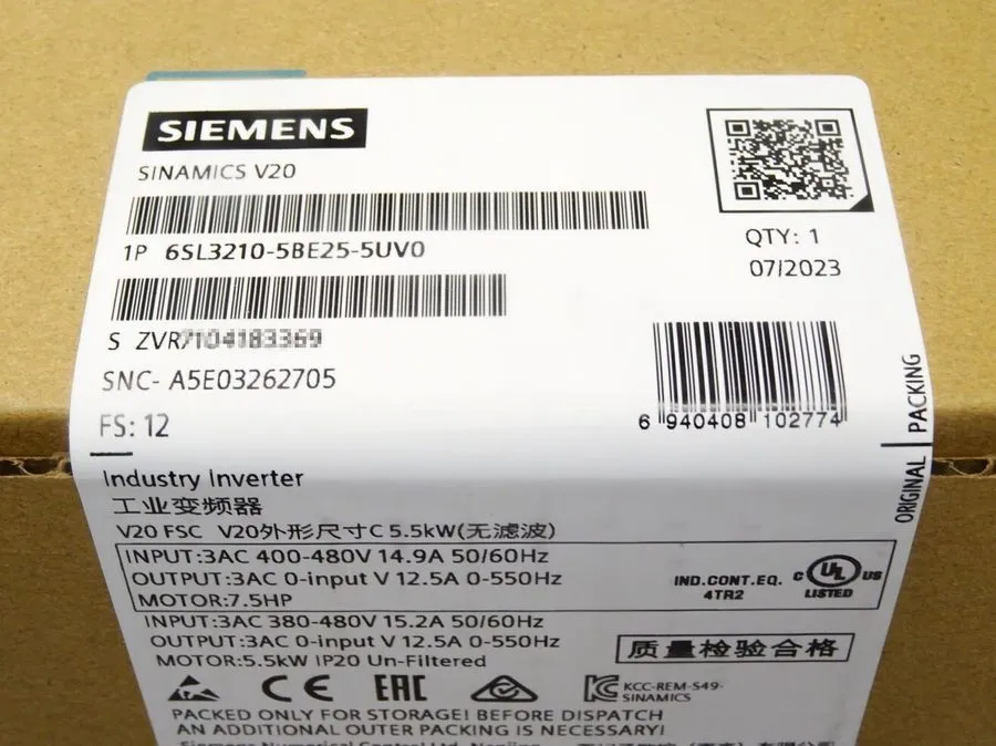 Частотный преобразователь 6SL3 210-5BE25-5UV0 SIEMENS SINAMICS Rated Power