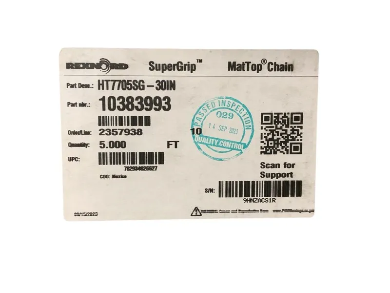 Конвейер Rexnord HT7705SG-30IN SuperGrip MatTop Conveyor Chain 5 Ft 10383993 30” — фото лота 1