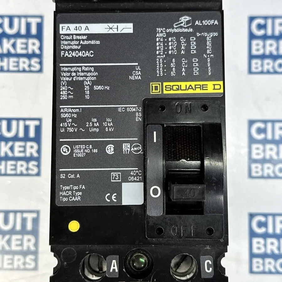 Автоматический выключатель Square D FA24040AC Molded Case Circuit Breaker 2p 40a
