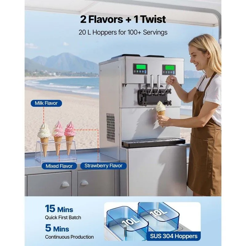 Оборудование для общепита Uimoso Commercial Soft Serve Ice Cream Machine, 2200W, — фото лота 4