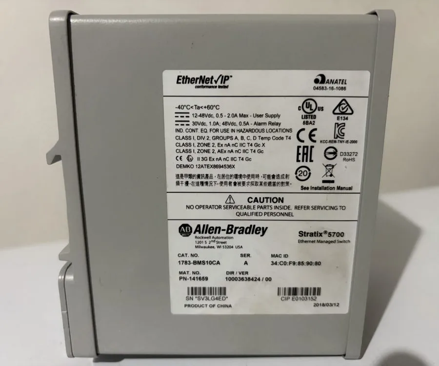 Коммутатор 1783-BMS10CA Allen-Bradley Stratix 5700 Ethernet Switch 10 Ports